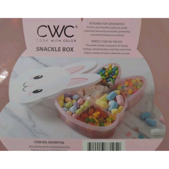 New CWC Bunny Snackle Box with Lid & 6 Compartments for Snacks & Food Container - Picture 3 of 10